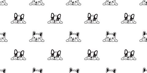 dog seamless pattern vector french bulldog scarf isolated repeat wallpaper tile background illustration doodle