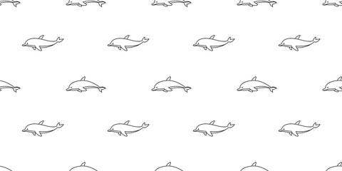 dolphin seamless pattern vector fish whale shark fin scarf isolated tile background repeat wallpaper