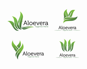 Fresh Aloe vera logo design vector, Cosmetic or shampoo logo template - obrazy, fototapety, plakaty