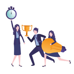 group of business with set icons