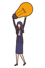 Businesswoman with lightbulb avatar character