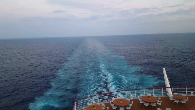 Looking from the back of a massive CruiseShip