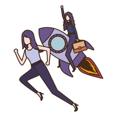businesswomen with rocket avatar character
