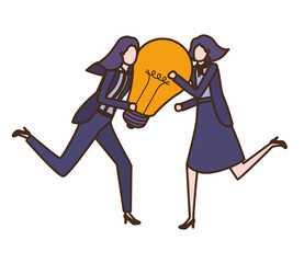 Businesswomen with lightbulb avatar character