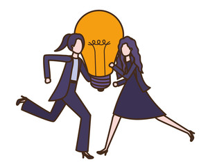 Businesswomen with lightbulb avatar character