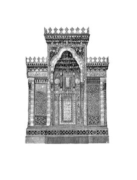 ornate black and white mihrab architecture clip art preview
