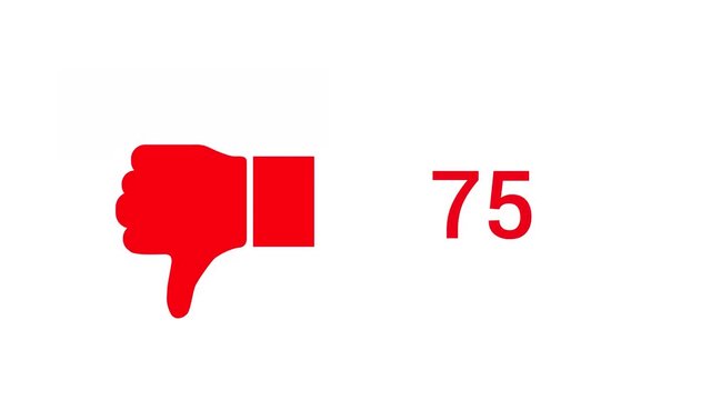 Social Media Dislikes with Red Thumb Down and Red Numbers.