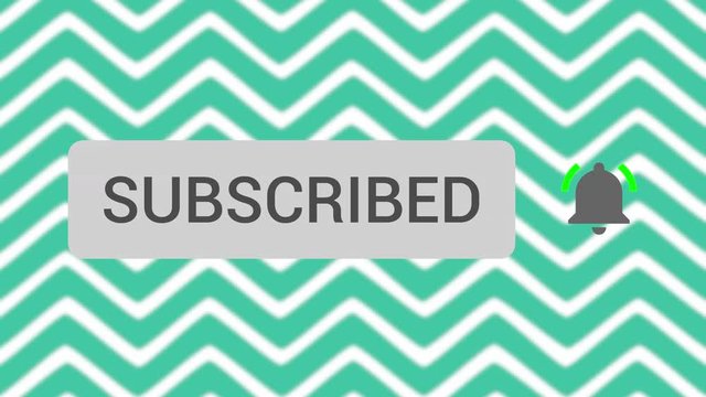 Mouse Clicking Subscribe Button and Bell Notification with Light Green Waves Background.