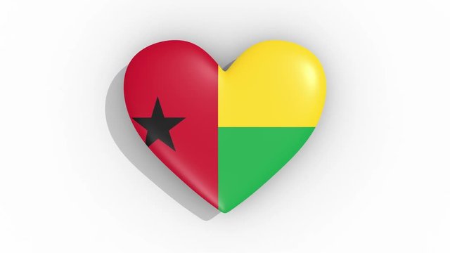 Heart in colors flag of Guinea-Bissau pulses, loop.