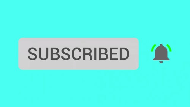 Mouse Clicking Subscribe Button and Bell Notification with Turquoise Background.