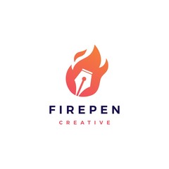pen fire flame logo vector icon