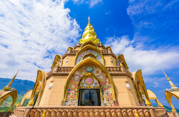 Fototapeta na wymiar Big Main Pagoda in Wat Phra That Pha Son Kaew temple at Phetchabun Thailand