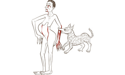 man in Thai traditional painting, vector