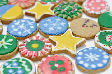 Decorated cookies for New Year and Christmas celebration.