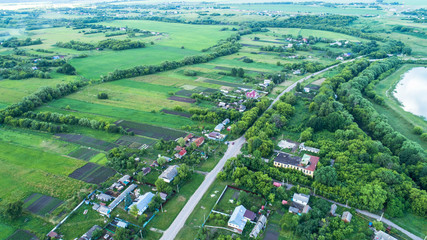 village in central Russia photographed from a height - obrazy, fototapety, plakaty
