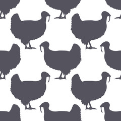 Turkey silhouette seamless pattern. Turkey meat. Background for food packaging or butcher shop design. Vector illustration.