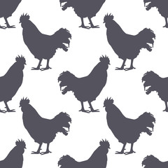 Chicken silhouette seamless pattern. Chicken meat. Background for food packaging or butcher shop design. Vector illustration.