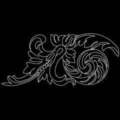 Fototapeta premium Black vintage baroque ornament, corner. Retro pattern antique style acanthus.