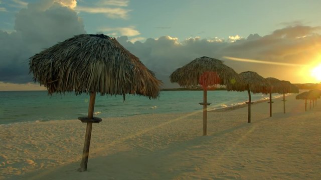 Beach in Cuba Cayo Coco with kiosks