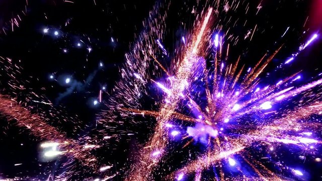  Fireworks background loop, Holiday Party Greeting Background  Happy New Year, Christmas Celebration 