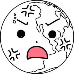 Facial expression outline of a round earth