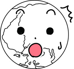 Facial expression outline of a round earth