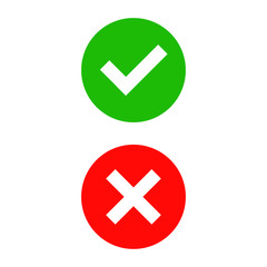 Green tick and red cross icon.