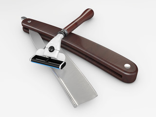 Vintage shaving blade isolated on white background 3d illustration