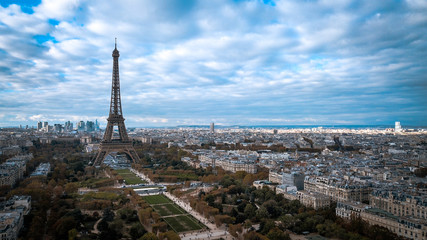 Panoramic View to the Eiffel Tower, with Cloudy Sky, Paris, France