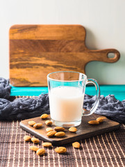 Vegan non dairy almond nut plant milk