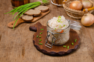 Fototapeta na wymiar Traditional sauerkraut with carrots