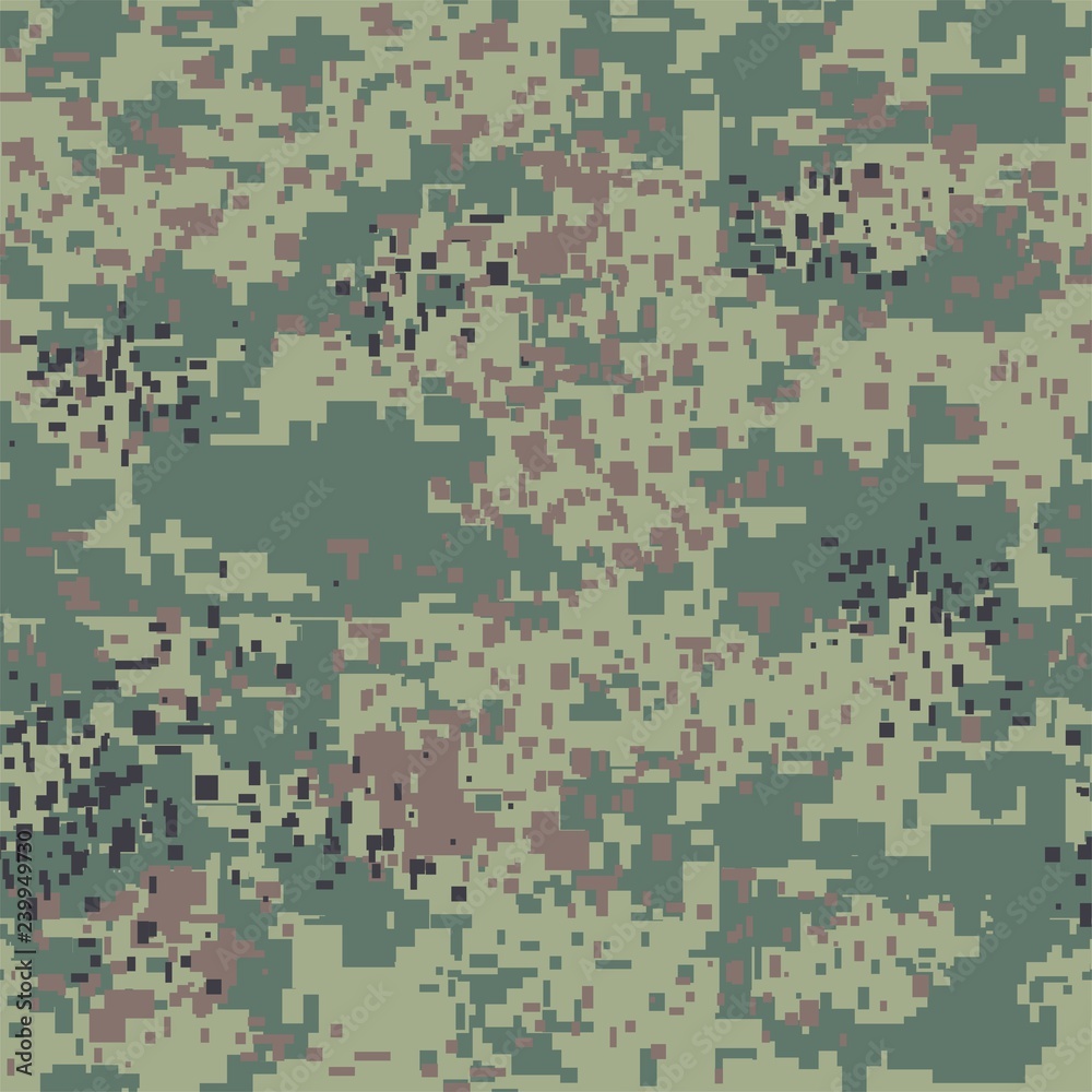 Wall mural digital pixel camouflage seamless pattern for your design. vector texture