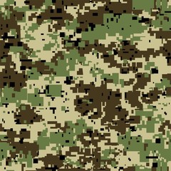 Digital pixel camouflage seamless pattern for your design. Vector Texture