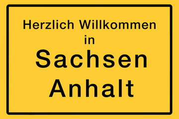 Fototapeta premium Symbolisches Ortsschild mit Willkommensgruß für ein deutsches Bundesland
