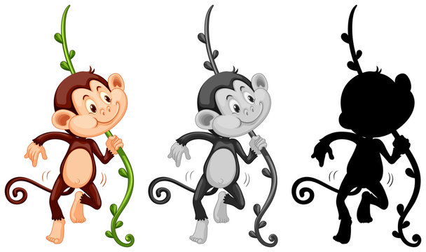 Set of monkey character