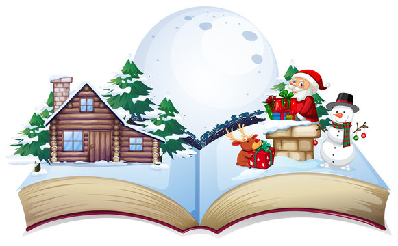 Chirstmas theme on open book