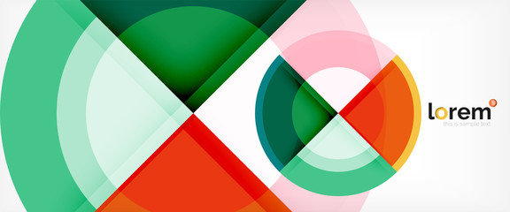 Modern geometric circles abstract background, colorful round shapes with shadow effects