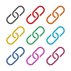 Chain thick line icon or logo, color set