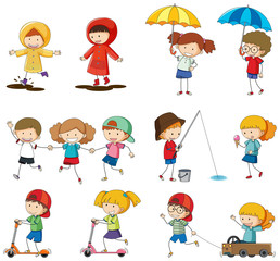 Set of doodle kids character