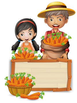 Farmer with carrot wooden banner