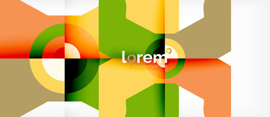 Geometric colorful shapes composition abstract background. Minimal dynamic design