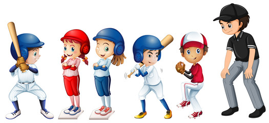 Set of baseball kids