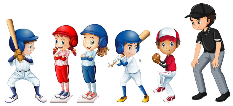 Set of baseball kids