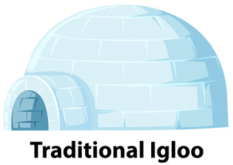 A traditional igloo on white background