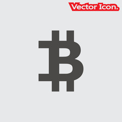 Bitcoin icon isolated sign symbol and flat style for app, web and digital design. Vector illustration.