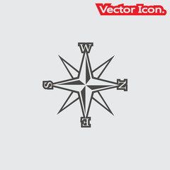 Compass icon isolated sign symbol and flat style for app, web and digital design. Vector illustration.