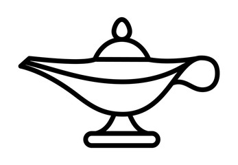 Magic lamp of the genie jinn line art vector icon for apps and games