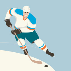 hockey player ,vector illustration ,flat style, 