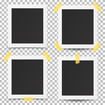 Old photo frames isolated on transparent background.