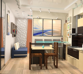 Interior visualization, interior design, 3D Illustration